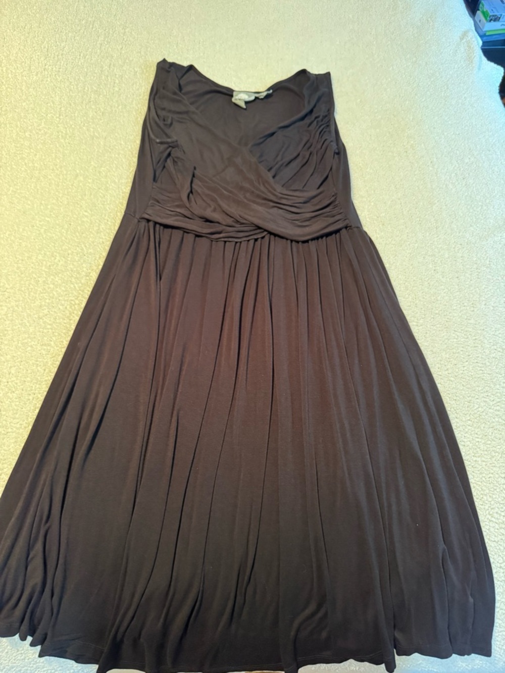Sleeveless Black Maxi Dress with Draped Faux-Wrap Bodice